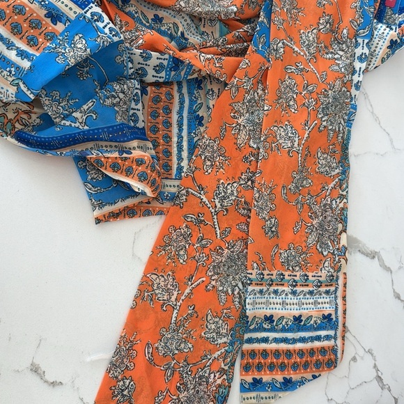 Flying Tomato Boho Wrap Long Sleeve Top Ballon Sleeves Size Medium - Picture 7 of 9